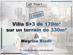Villa S+3 de 170m² bâti sur un terrain de 330m²  à Megrine Riadh 