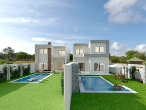  Villa avec piscine en cours de construction pieds dans l’eau à plage Kerkouene