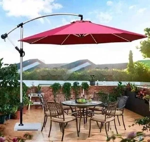 Parasol aluminium importé cachte 3m h 240 excentré jardin piscine café