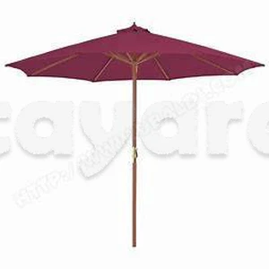 2 parasolles rouges bordo avec suport en boins