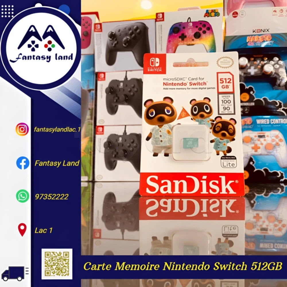 Carte Mémoire Nintendo Switch 512GB chez Fantasy Land Lac1.. TEL: 97352222