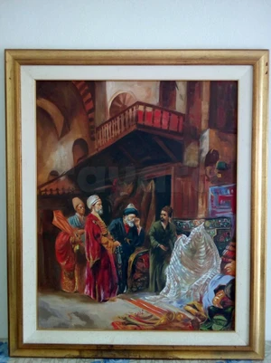 Tableau orientaliste (peinture sur toile) .