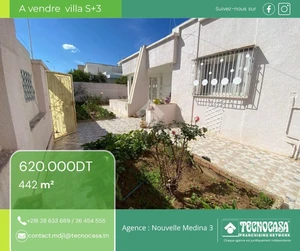 A vendre une villa de 442m² a la nouvelle medina 3