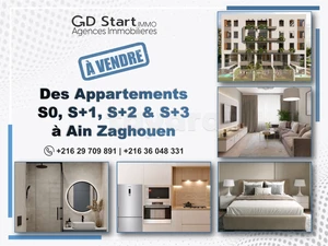 Des appartements S0, S+1, S+2 ou S+3 & Duplexes à Ain Zaghouan
