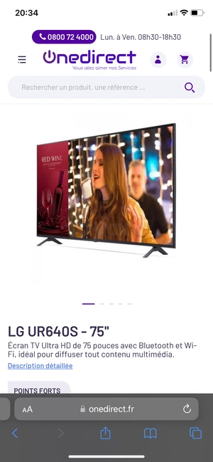 Télévision toute neuve LG 75 pouce. 