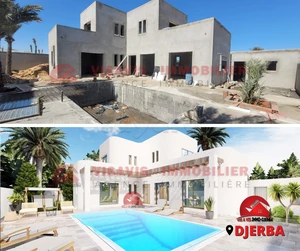 Villa avec piscine - titre bleu - zone urbaine - Djerba Houmt Souk 