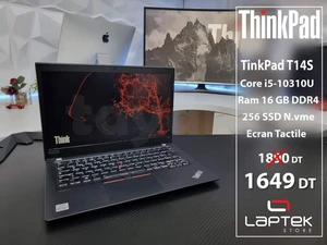 ❤ Lenovo ThinkPad T14s 😍 Core i5 10eme 😍 Importé Exellent Etat 😍 Full HD IPS 😍 16 RAM DDR4 3200 Mhz 😍 512 Go SSD Nvme 😍 1649 DT ❤