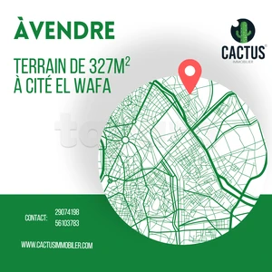 À vendre Terrain de 327m² à Cité el Wafa,Nabeul