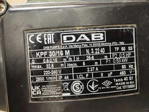DAB PUMPS 0.5HP