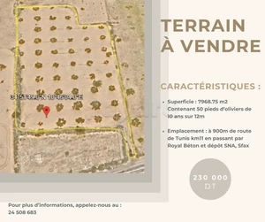 Terrain à vendre à rte de Tunis km11 Sfax